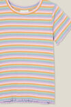 Camiseta - RAYA RIB BABY TEE, RETRO RAINBOW STRIPE RIB - vista alternativa 2