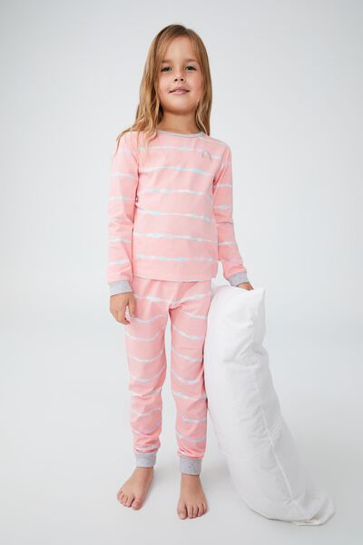 Florence Long Sleeve Pyjama Set, CORAL DREAMS/LINEAR TIE DYE