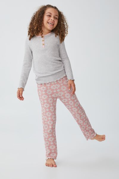 Cassandra Long Sleeve Pyjama Set, LIGHT GREY MARLE