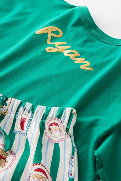 Adults Dreamdrift Family Xmas Pj Set Personalised, ENGLISH IVY/SANTA STAMP