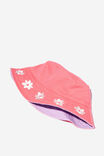 Kids Reversible Bucket Hat, STRAWBERRY POP FLOWERS/LILAC DROP - alternate image 2