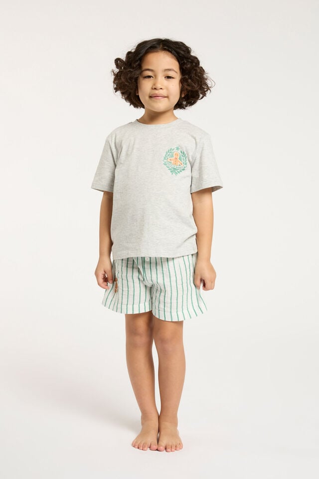 Blair Short Sleeve Pyjama Set, MALACHITE/GINGERBREAD STRIPE