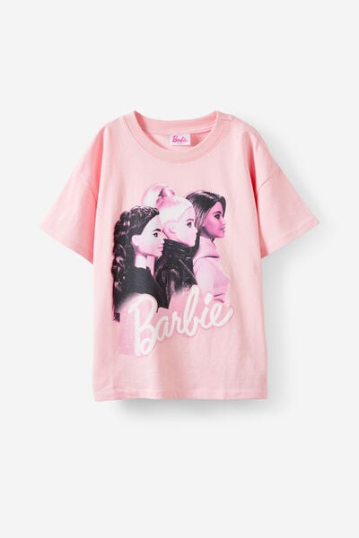 License Drop Shoulder Short Sleeve Tee, LCN MAT BARBIE WORLD TOUR/BLUSH PINK