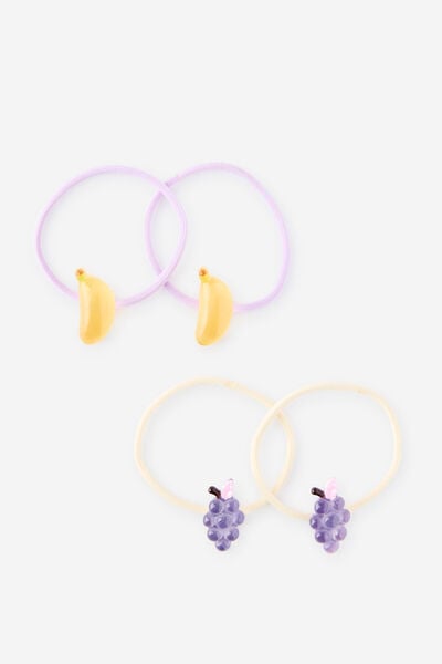 Kids Multi Pack Hair Ties, BANANAS/GRAPES