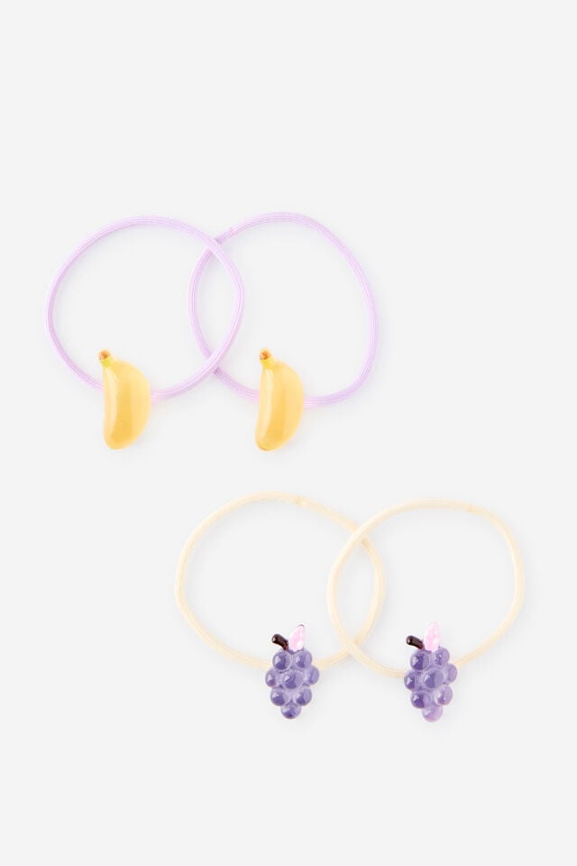 Kids Multi Pack Hair Ties, BANANAS/GRAPES