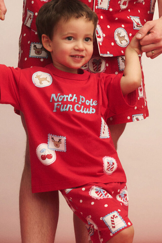 Kids Dreamdrift Family Xmas Pj Set, VARSITY RED/RUDOLPH SPOT