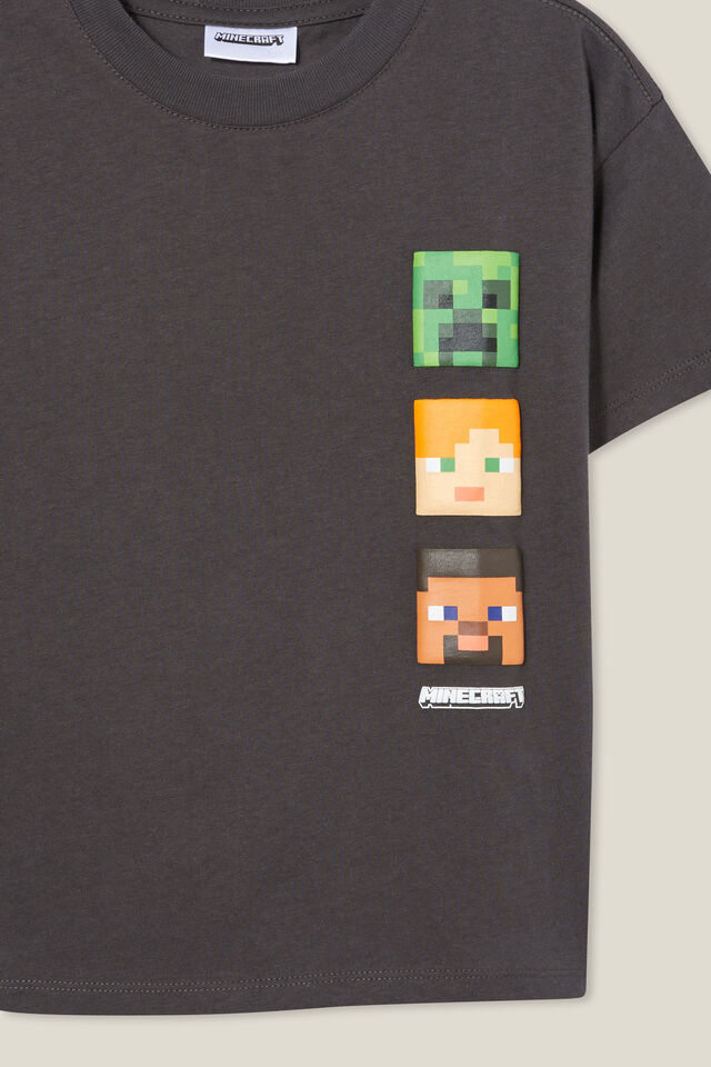 Camiseta - Minecraft License Drop Shoulder Short Sleeve Tee, LCN MIN PHANTOM/MINECRAFT FACES