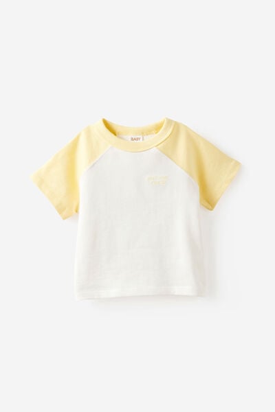 Huey Short Sleeve Raglan Tee, BABY YELLOW/VANILLA