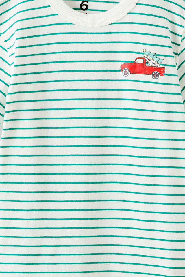 Essentials Graphic Short Sleeve Tee, VANILLA/ENGLISH IVY STRIPE CHRISTMAS TRUCK