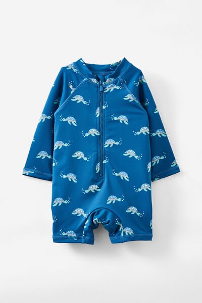 Cameron Long Sleeve Swimsuit, PETTY BLUE/SEA TURTLES