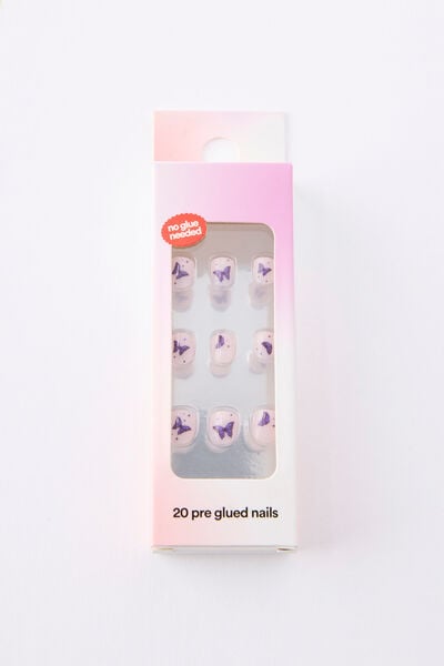 Kids Stick-On Nails, PURPLE HUE/BUTTERFLIES