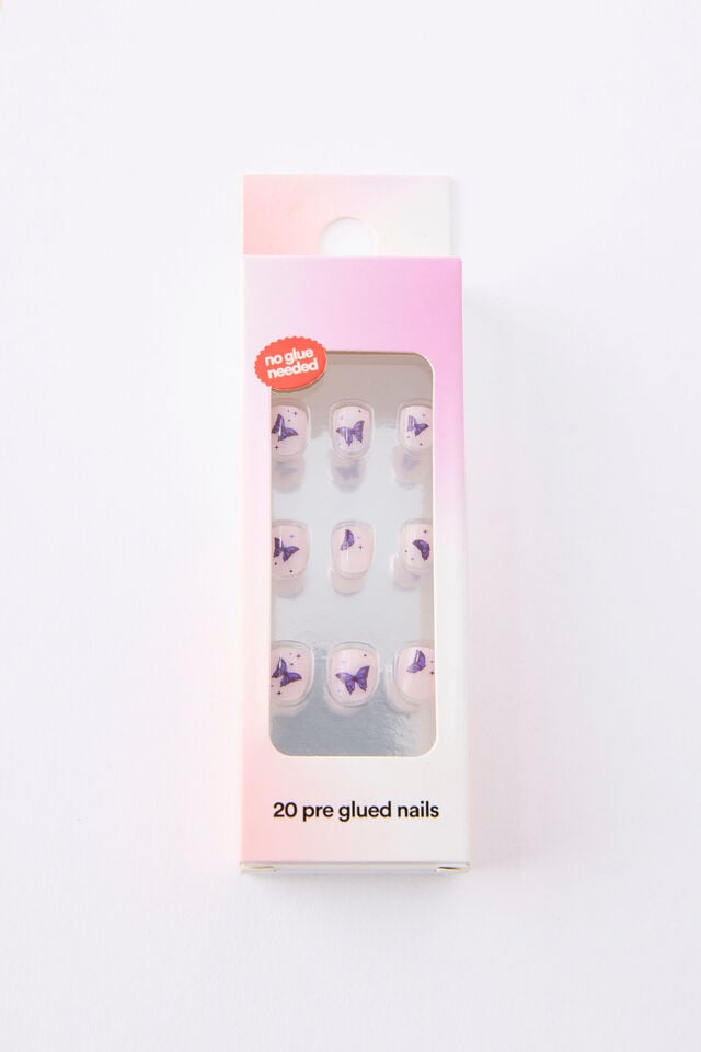 Kids Stick-On Nails, PURPLE HUE/BUTTERFLIES