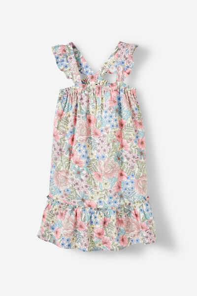 Havana Flutter Sleeve Dress, VANILLA/LOTTIE FLORAL