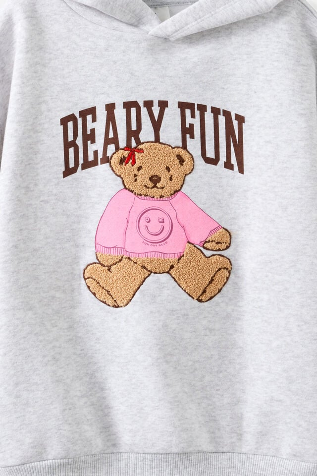 Sammy Oversized Hoodie, GREY MARLE/BEARY FUN DAY