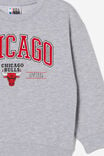 NBA Chicago Bulls Felix Fleece Crew Neck, LCN NBA FOG GREY MARLE/CHICAGO BULLS TEAM - alternate image 2