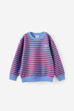 Sammy Oversized Crew, BLUE BONNET/BERRY JAM STRIPE/BOW - example image 1