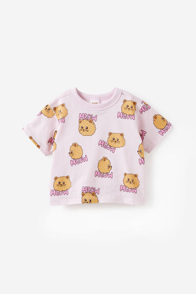 Baby Essential Short Sleeve Graphic Tee, BALLET PINK/MEOW