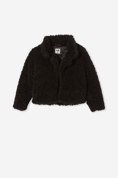 Imogen Faux Fur Jacket, BLACK