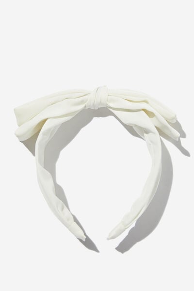 Dulcie Double Bow Headband, VANILLA/TWILL