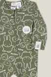 Miffy The Long Sleeve Zip Romper License, LCN MIF SWAG GREEN/MIFFY FRIENDS STAMP - alternate image 2