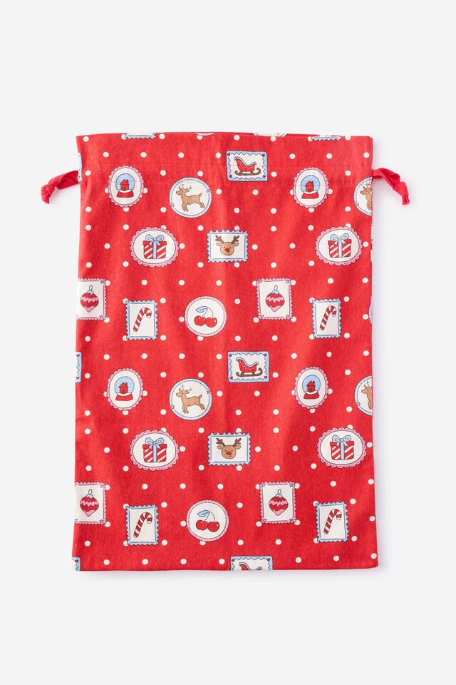 Santa Sack Family Xmas, VARSITY RED/RUDOLPH SPOT