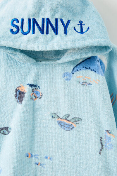 Baby Hooded Towel - Personalised, FROSTY BLUE/SEA CREATURES