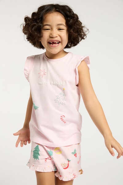 Stacey Short Sleeve Flutter Pyjama Set, BALLERINA/MERRY AND BRIGHT