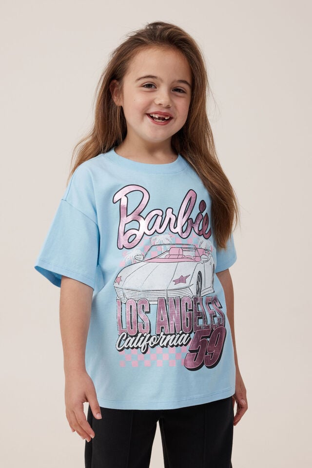 Camiseta - Barbie License Drop Shoulder Short Sleeve Tee, LCN MAT BARBIE LOS ANGELES 59/SKY HAZE