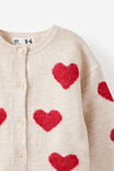 Cosi Knit Cardigan, OATMEAL MARLE/HEART - example image 2