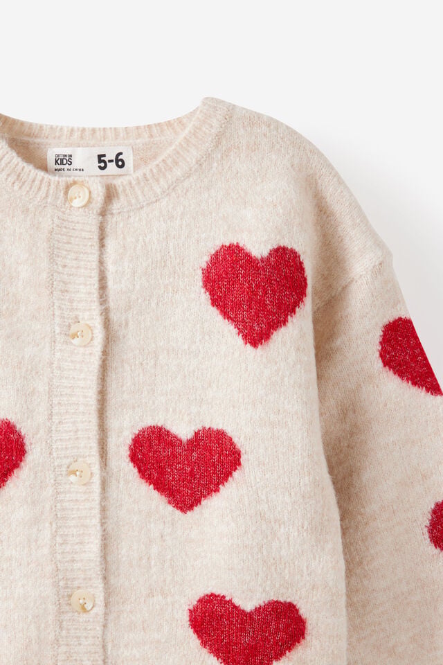 Cosi Knit Cardigan, OATMEAL MARLE/HEART