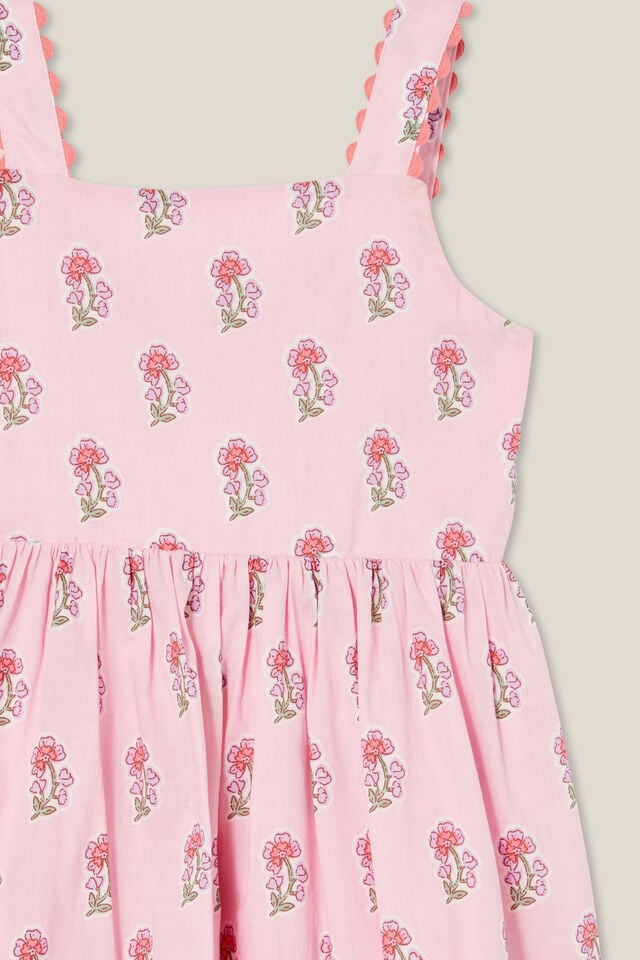Melody Sleeveless Dress, BLUSH PINK/FLORA FLOWER STAMP