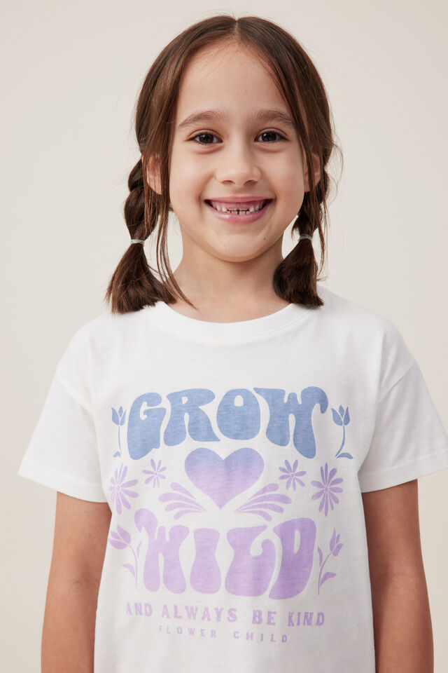 Camiseta - Poppy Short Sleeve Print Tee, VANILLA/DUSK BLUE GROW WILD