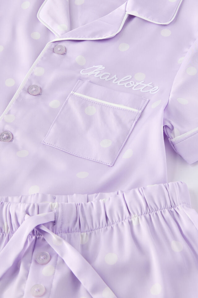 Lullaluxe Short Sleeve Pj Set Pers, VINTAGE LILAC/ARIA SPOT
