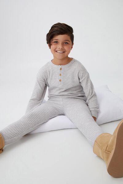 Christian Long Sleeve Pyjama Set, LIGHT GREY MARLE