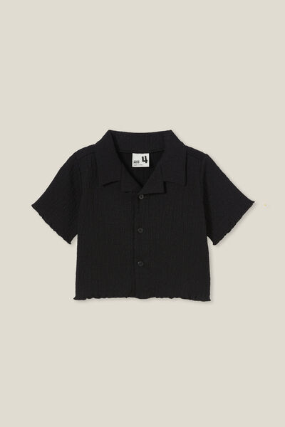 Amelie Short Sleeve Shirt, BLACK
