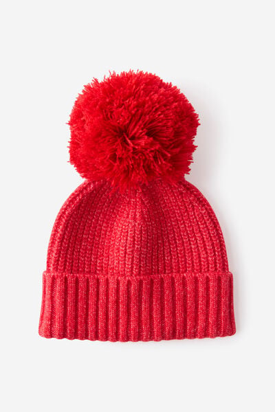 Baby Organic Blend Knit Beanie, VARSITY RED MARLE