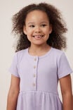 Sally Button Front Short Sleeve Dress, LILAC DROP WAFFLE - alternate image 4