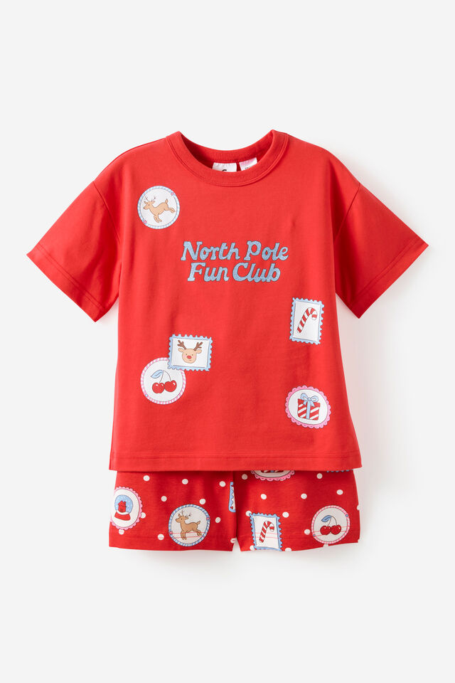 Kids Dreamdrift Family Xmas Pj Set, VARSITY RED/RUDOLPH SPOT