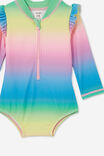 Nicky Long Sleeve Ruffle Swimsuit, NEON RAINBOW OMBRE - alternate image 2