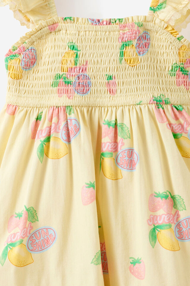 Gigi Flutter Sleeve Dress, BUTTER YELLOW/SUNSHINE