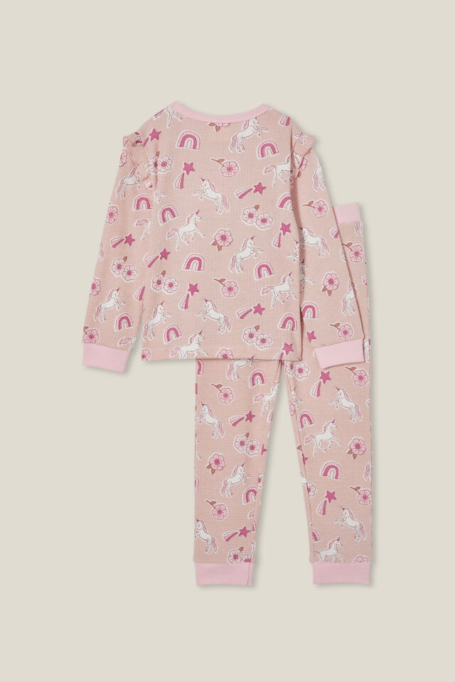 Fiona Long Sleeve Pyjama Set, ZEPHYR/UNICORN WOOD STAMP
