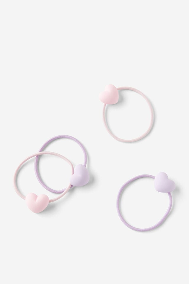 Hannah Hair Ties, BLUSH PINK/LILAC DROP MATTE HEARTS