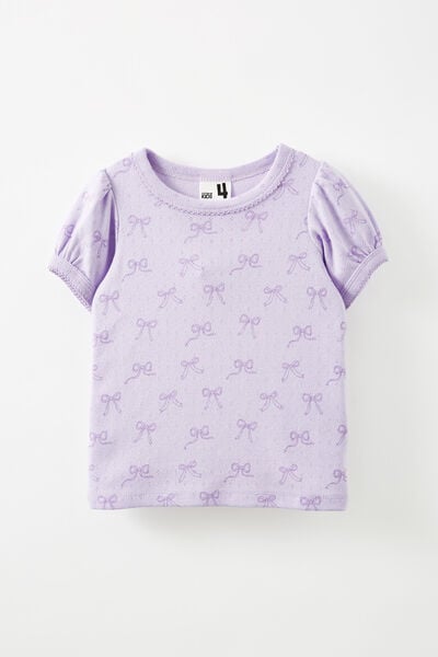 Ella Short Sleeve Pyjama Set, VINTAGE LILAC/DITSY BOWS