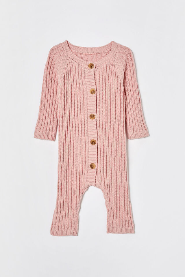 Organic Knit Long Sleeve Romper, ZEPHYR