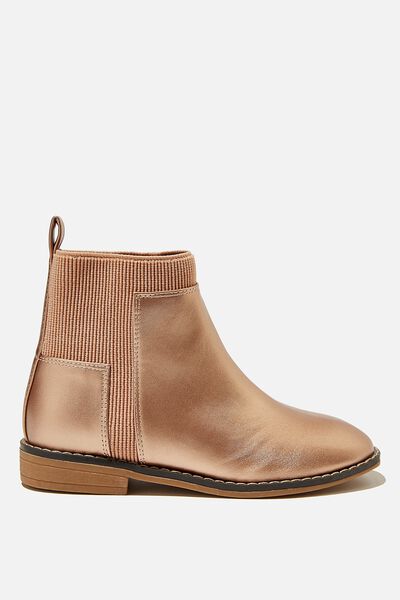 Step Square Gusset Boot, ROSE GOLD