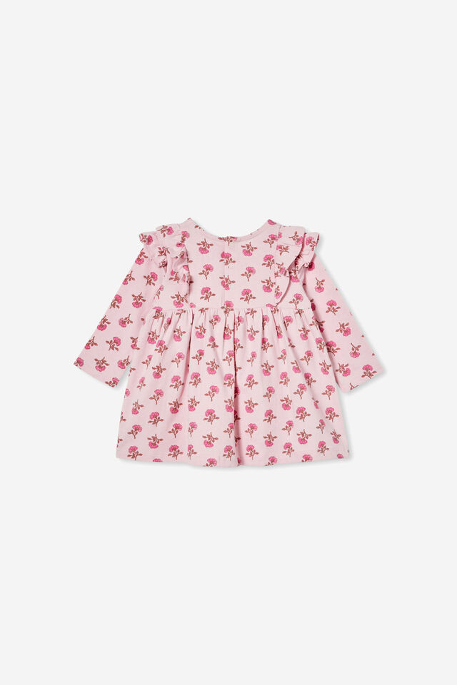 Mandy Long Sleeve Ruffle Dress, BALLERINA/MAEVE FLOWER STAMP