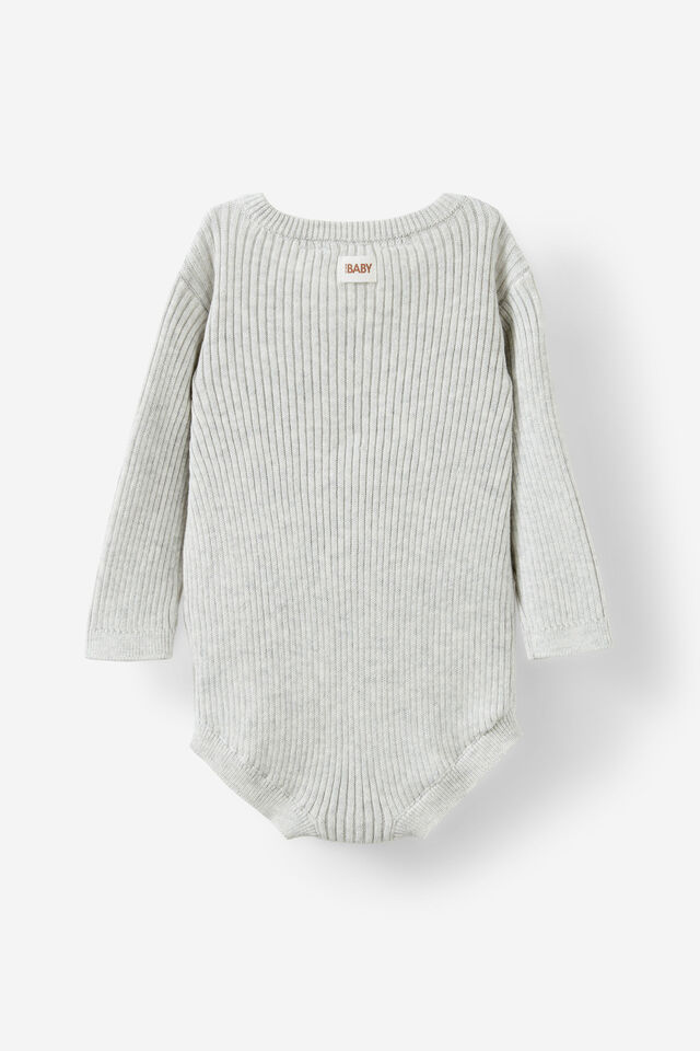 Organic Rib Knit Cross Over Tie Bubbysuit, CLOUD MARLE