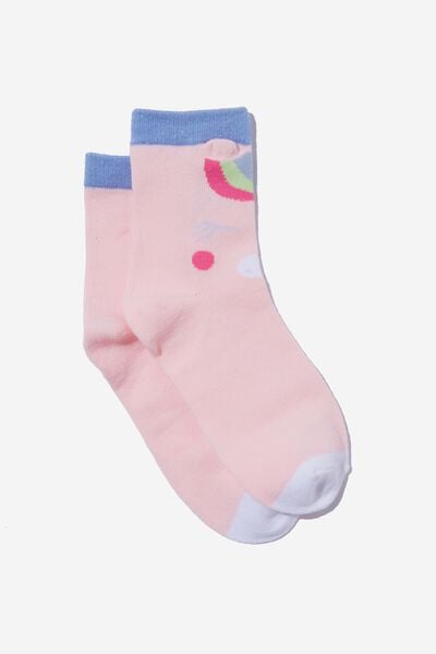 Single Pack Crew Socks, CRYSTAL PINK/HORSE FACE