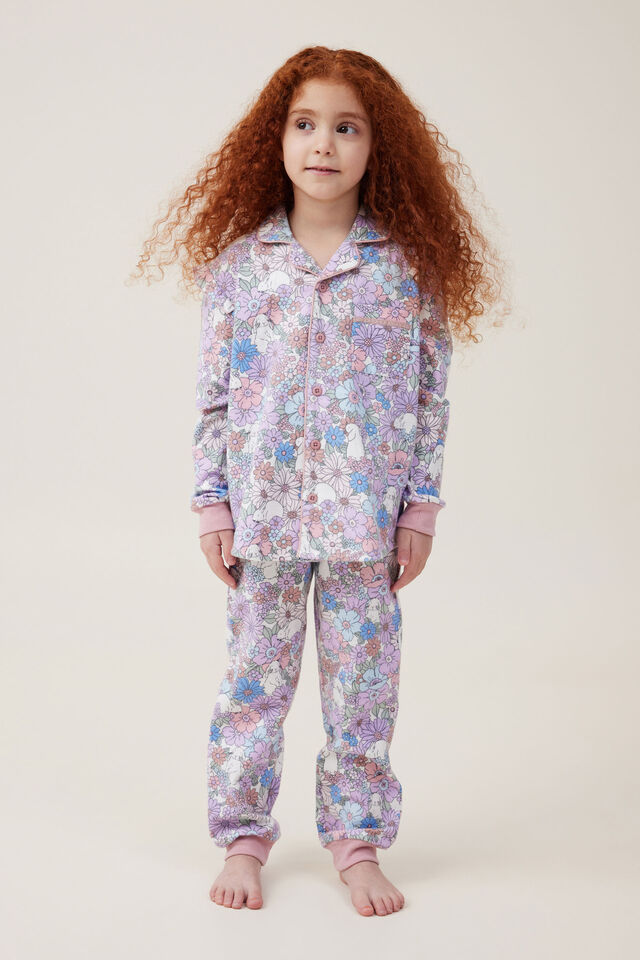 Angie Long Sleeve Pyjama Set, VANILLA/QUINN BUNNY
