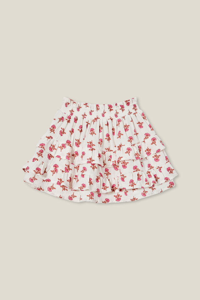 Lana Tiered Skirt, VANILLA/MAEVE FLOWER STAMP